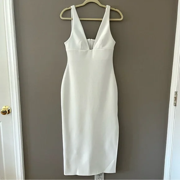BEC & BRIDGE Ivory Iris V-Neck Stretchy Midi Dress Size 8 - Picture 3 of 15